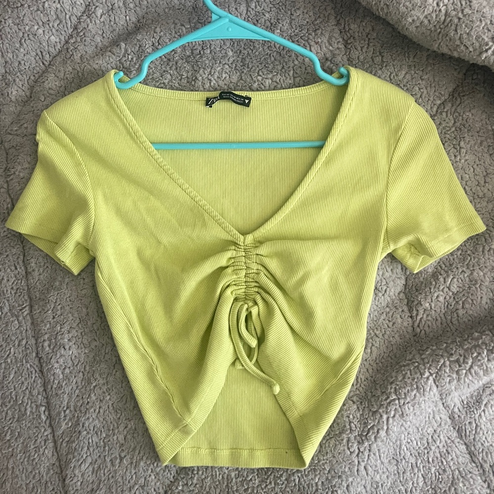 Green Cinched Zara Crop Top